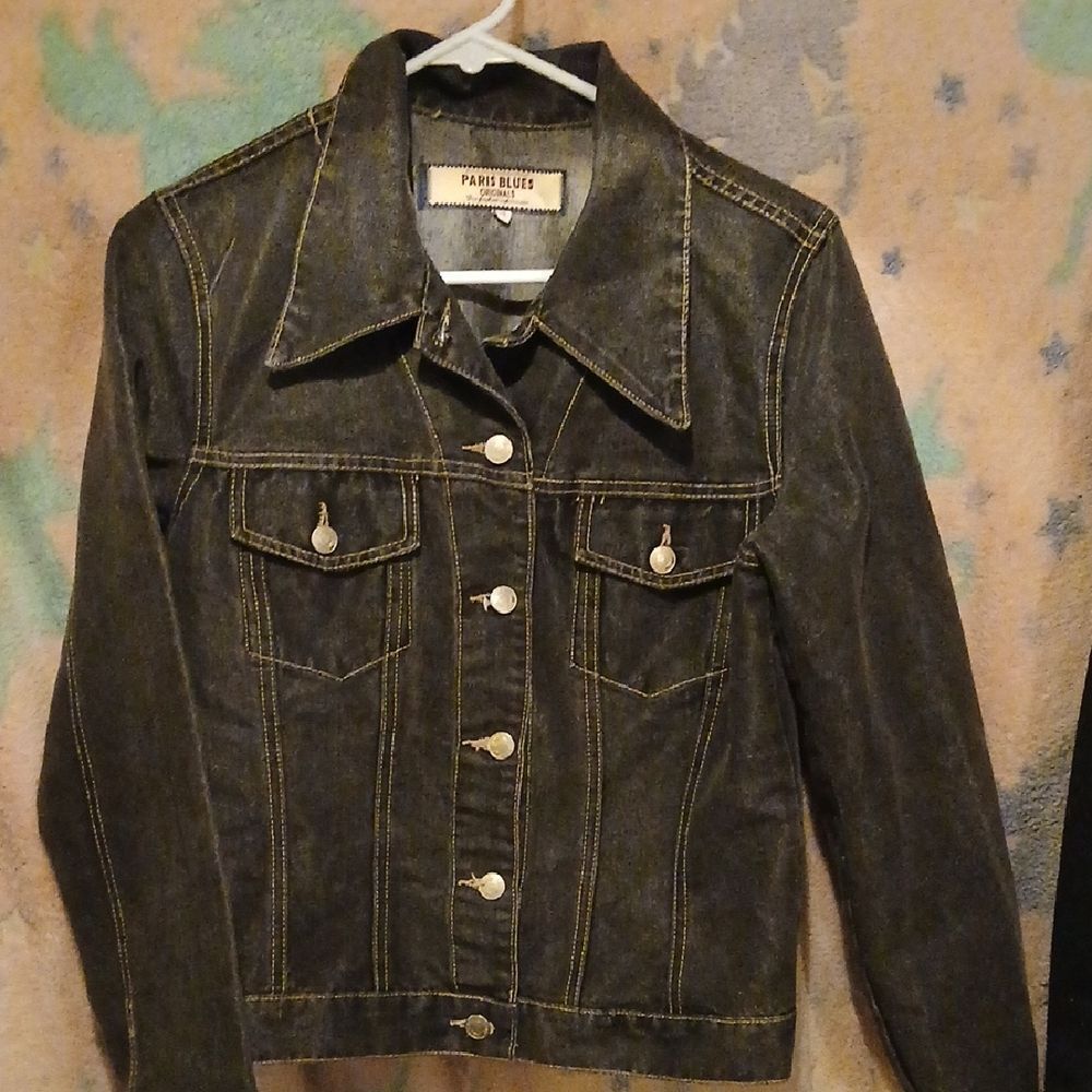 Paris Blues Originals Black Shimmery Denim Jacket Womens Size Medium